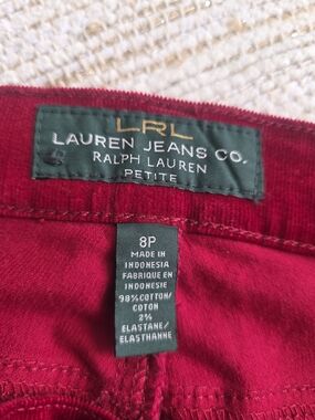 Ralph Lauren Lauren Jeans Co. Petite Red Corduroy Pants - 8P